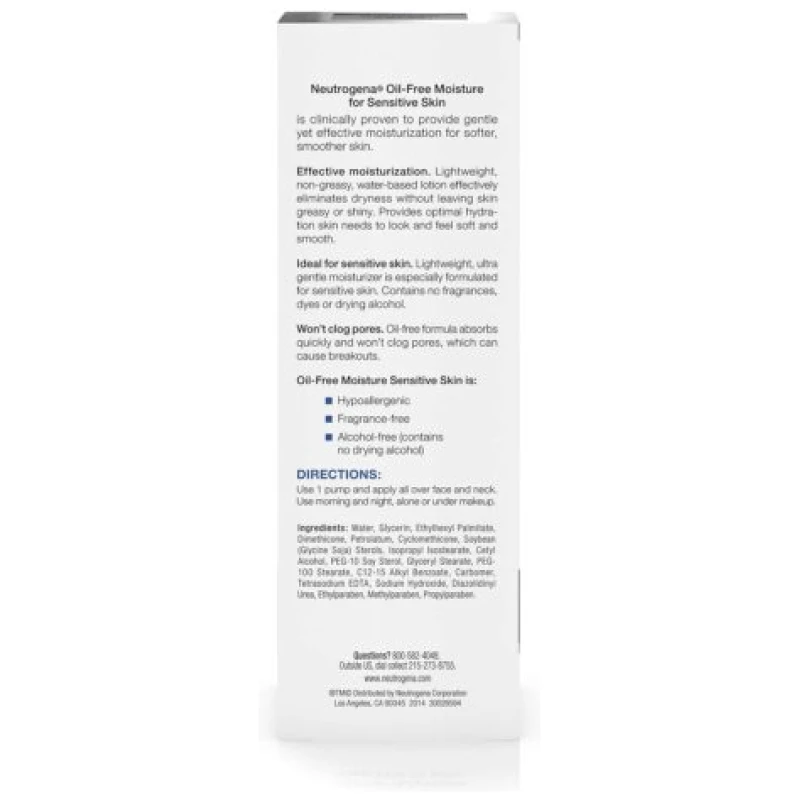 Neutrogena Oil Free Daily Hydrating Facial Moisturizer For Sensitive Skin - Image 3