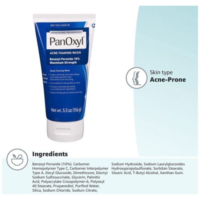 PanOxyl Acne Foaming Wash Benzoyl Peroxide 10% Maximum Strength - Image 2