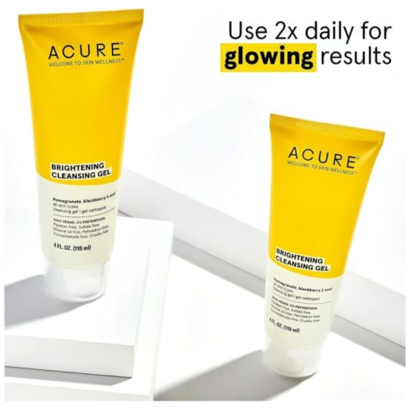 Acure Brightening Cleansing Gel - Vegan Cleanser for Radiant Skin - Image 2