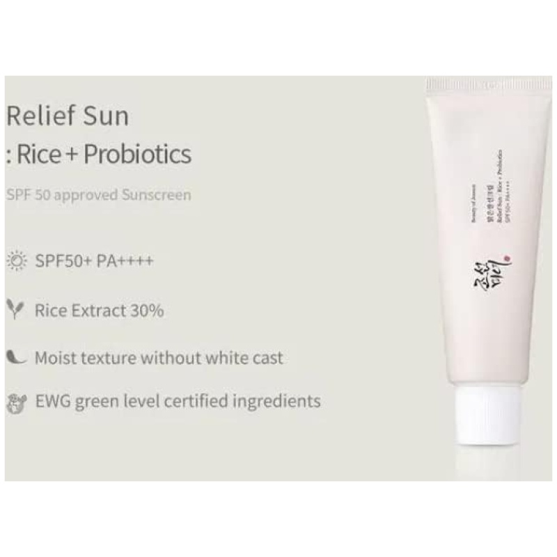 Beauty of Joseon Relief Sun Sunscreen Korean Sunscreen, Rice Organic Sunscreen SPF50 PA++++ - Image 3