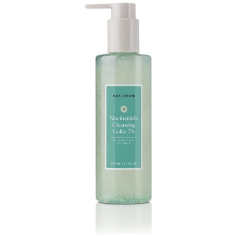 Naturium Niacinamide Cleansing Gelée 3% Plus Hyaluronic Acid & Vitamin C, Gentle & Smoothing Face Wash