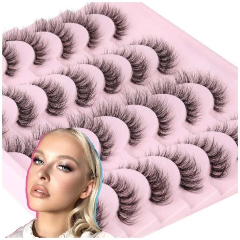 Newcally False Natural Look Mink Wispy Fluffy Eyelashes 5D Strip 14 Pairs - Image 2