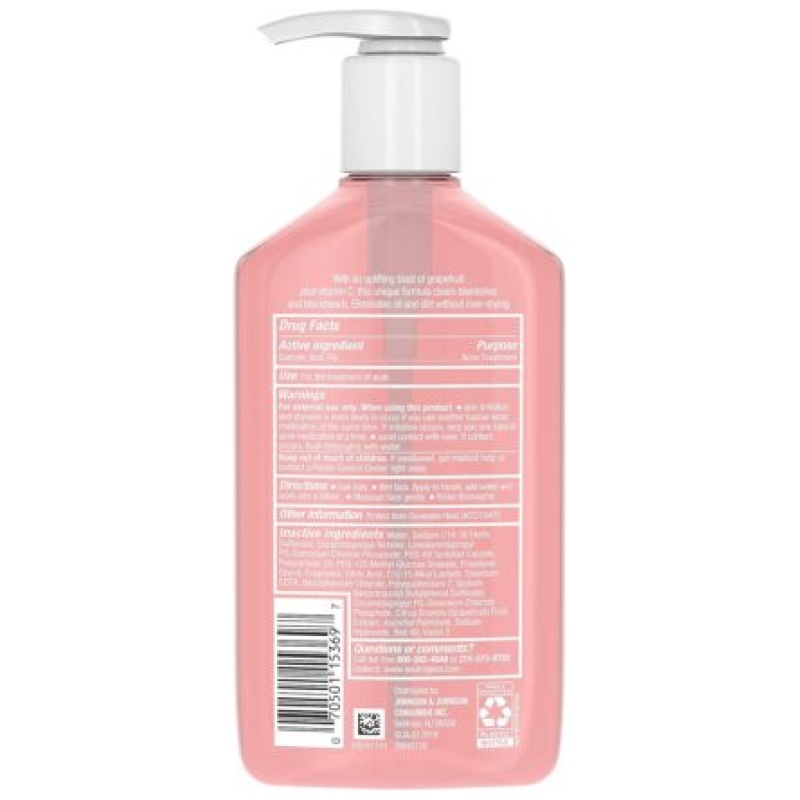 Neutrogena Oil-Free Salicylic Acid Pink Grapefruit Pore Cleansing Acne Wash with Vitamin C - Image 2