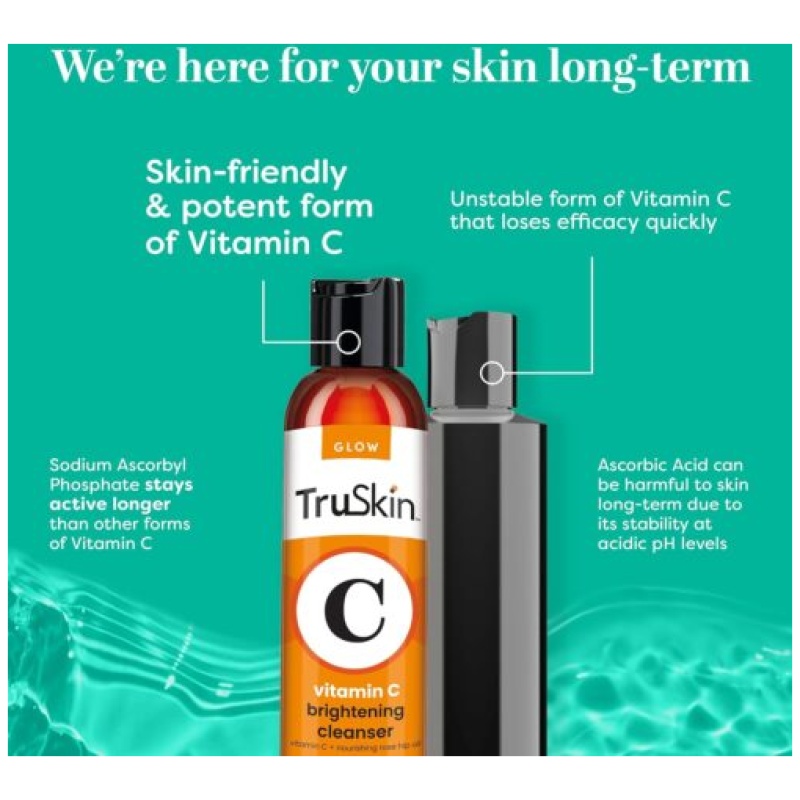 TruSkin Vitamin C Cleanser - Brightening Face Wash with Vitamin C & E, Rosehip Oil, Aloe Vera - Image 3