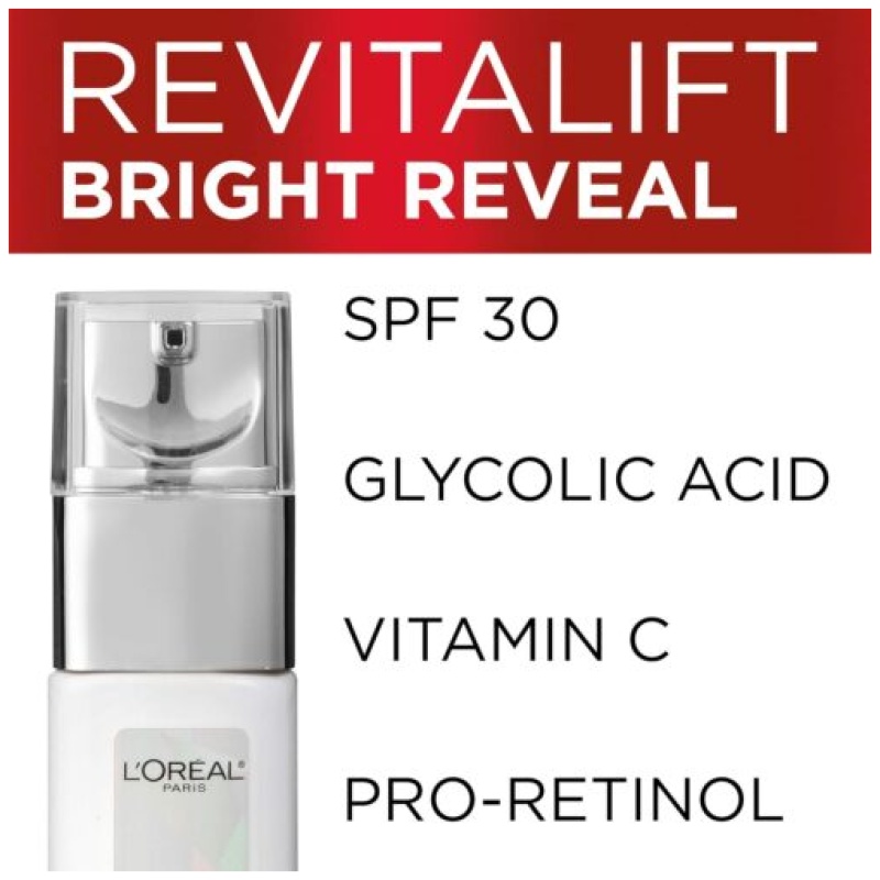 L'Oréal Revitalift Bright Reveal Anti-Aging Day Cream SPF 30 with Glycolic Acid, Vitamin C & Pro-Retinol to Reduce Wrinkles & Brighten Skin - Image 3