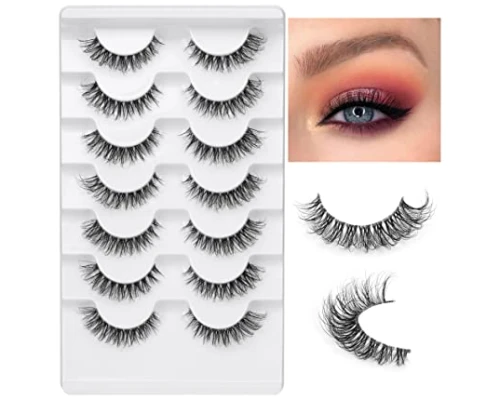 JIMIRE Demi-wispies Faux Mink Eyelashes with Clear Band 7 Pair Pack