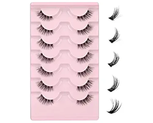 JIMIRE Half Lashes with Clear Band Natural Look Accent False Eyelashes