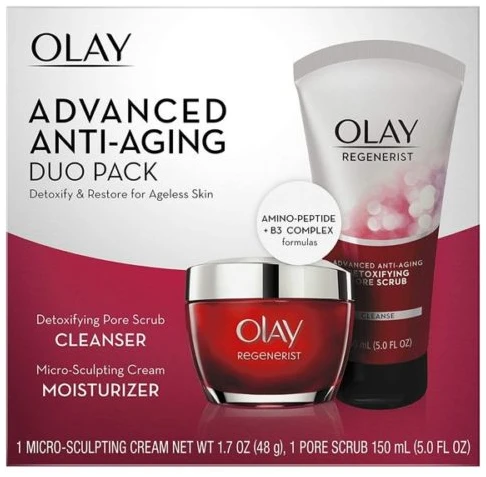 Olay Face Wash Regenerist Advanced Anti-Aging Pore Scrub Cleanser and Micro-Sculpting Face Moisturizer Cream