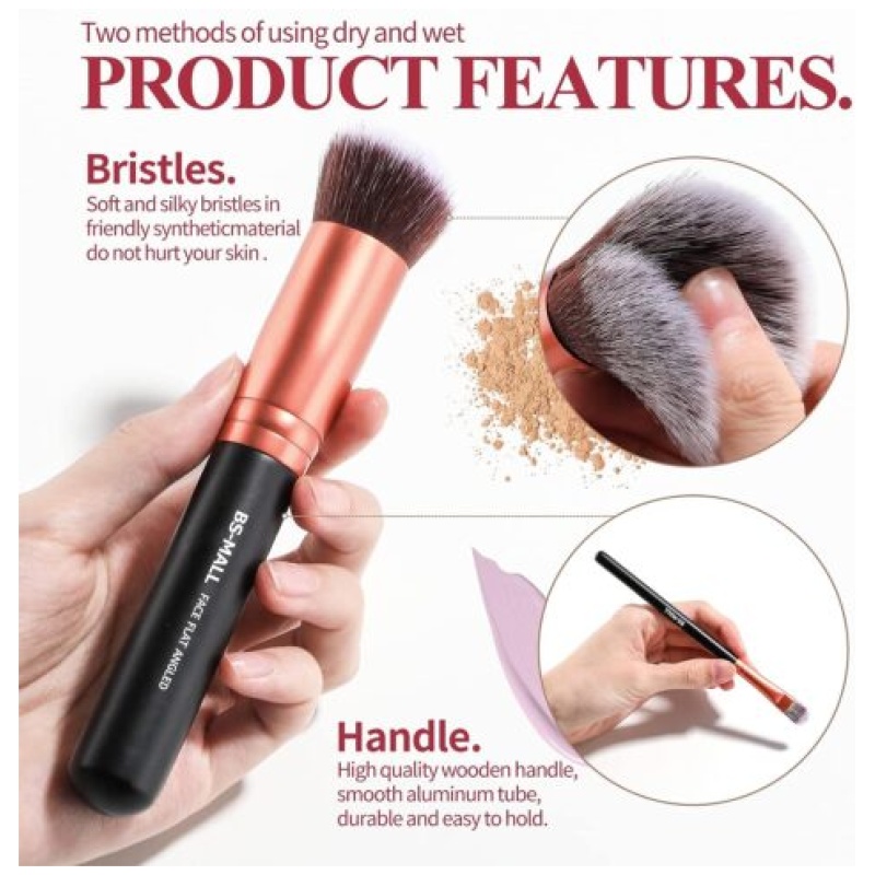 BS-MALL Premium Kabuki Synthetic Makeup 14 Pcs Brush Set - Image 3