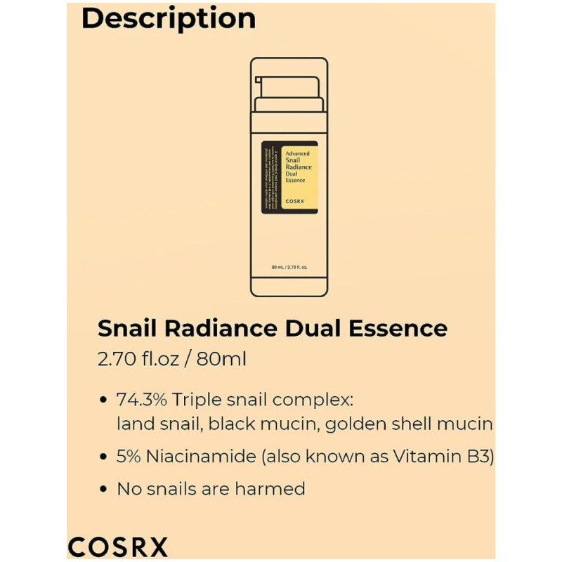 COSRX Niacinamide 5% + Snail Mucin 74% Dual Essence - Image 2