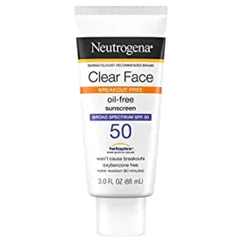 Neutrogena Clear Face Liquid Lotion Sunscreen for Acne-Prone Skin, Broad Spectrum SPF 50 UVA/UVB Protection