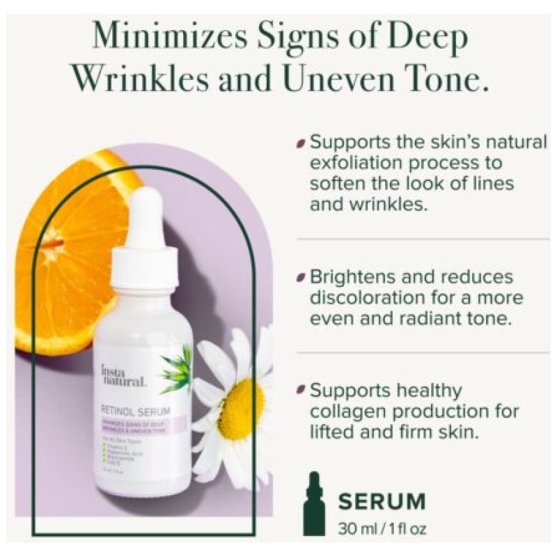 InstaNatural Retinol Serum for Face with Niacinamide, Vitamin C, and Hyaluronic Acid - Image 3