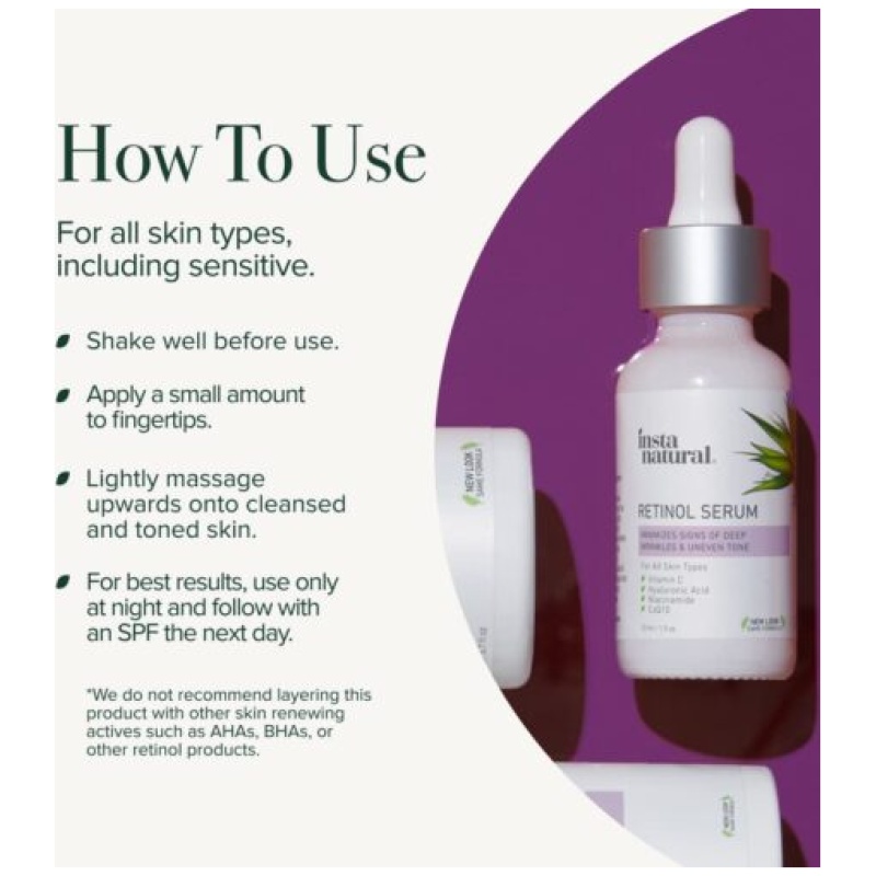 InstaNatural Retinol Serum for Face with Niacinamide, Vitamin C, and Hyaluronic Acid - Image 5