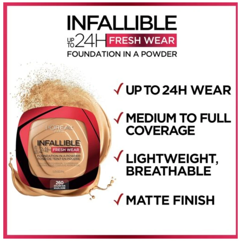 L’Oréal Infallible Fresh Wear Foundation in a Powder, Up to 24H Wear, Waterproof - Image 2