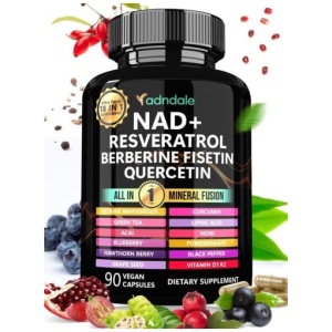 NAD Supplement. Longevity Formula with Liposomal NAD+, Trans Resveratrol, Quercetin, Berberine, Betaine Anhydrous, Grape Seed, Fisetin. NAD Resveratrol Supplement with Berberine 90 Capsules