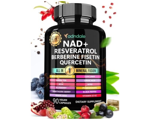 NAD Supplement. Longevity Formula with Liposomal NAD+, Trans Resveratrol, Quercetin, Berberine, Betaine Anhydrous, Grape Seed, Fisetin. NAD Resveratrol Supplement with Berberine 90 Capsules