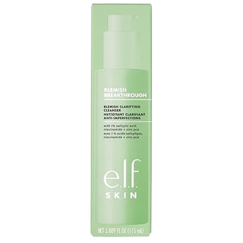 elf skin blemish breakthrough Acne Clarifying Cleanser 1%salicylic Acid Acne treatment with niacinamide+ Zinc pca