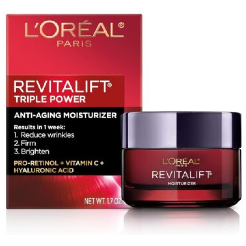L`OREAL Paris Revitalift Triple Power Anti-Aging Face Moisturizer, Pro Retinol +Vitamin C+Hyaluronic Acid