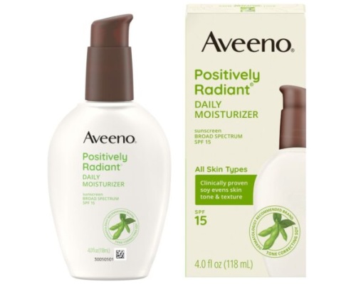 Aveeno Positively Radiant Daily Face Moisturizer Lotion with SPF 15, 4 oz