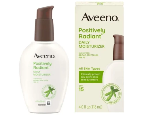 Aveeno Positively Radiant Daily Face Moisturizer Lotion with SPF 15, 4 oz