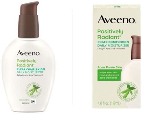 Aveeno Positively Radiant Clear Complexion Daily Moisturizer Salicylic  Acid Acne Treatment